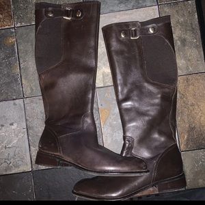 Franco Sarto 8 ‘Ranger’ Brown Genuine Leather Tall Riding Boots Inside Zip